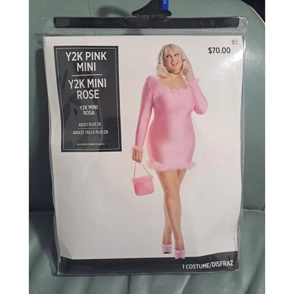 Sexy Y2K Women's Costume Dress Pink Plus 2X Complete Outfit Halloween